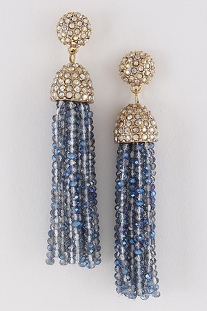 Crystal Bead Unique Tassel Earrings 7FBB6